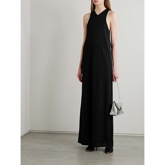 NWT KHAITE Vernetta black cotton-blend jersey maxi dress size XL - Picture 1 of 14